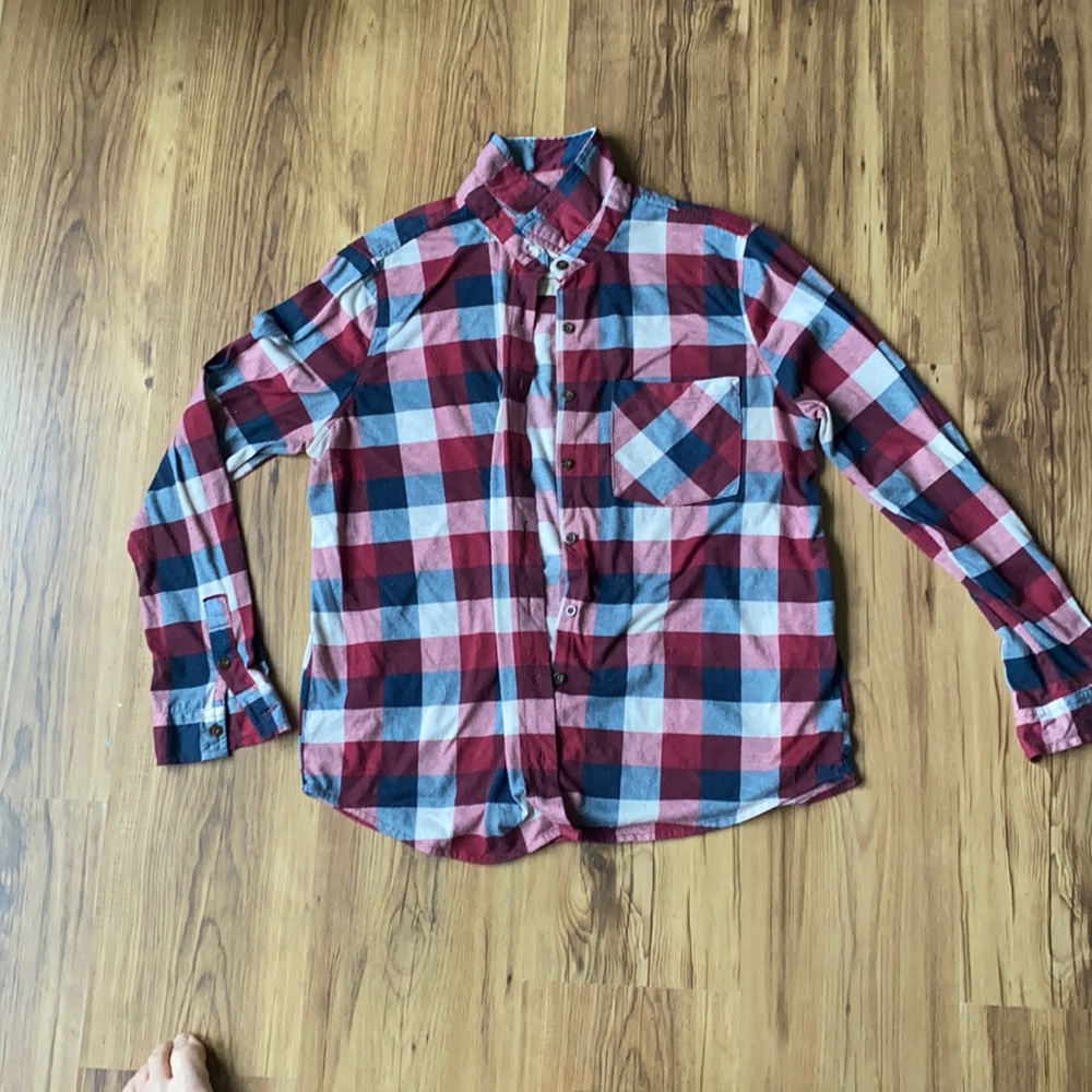 Plaid button down top